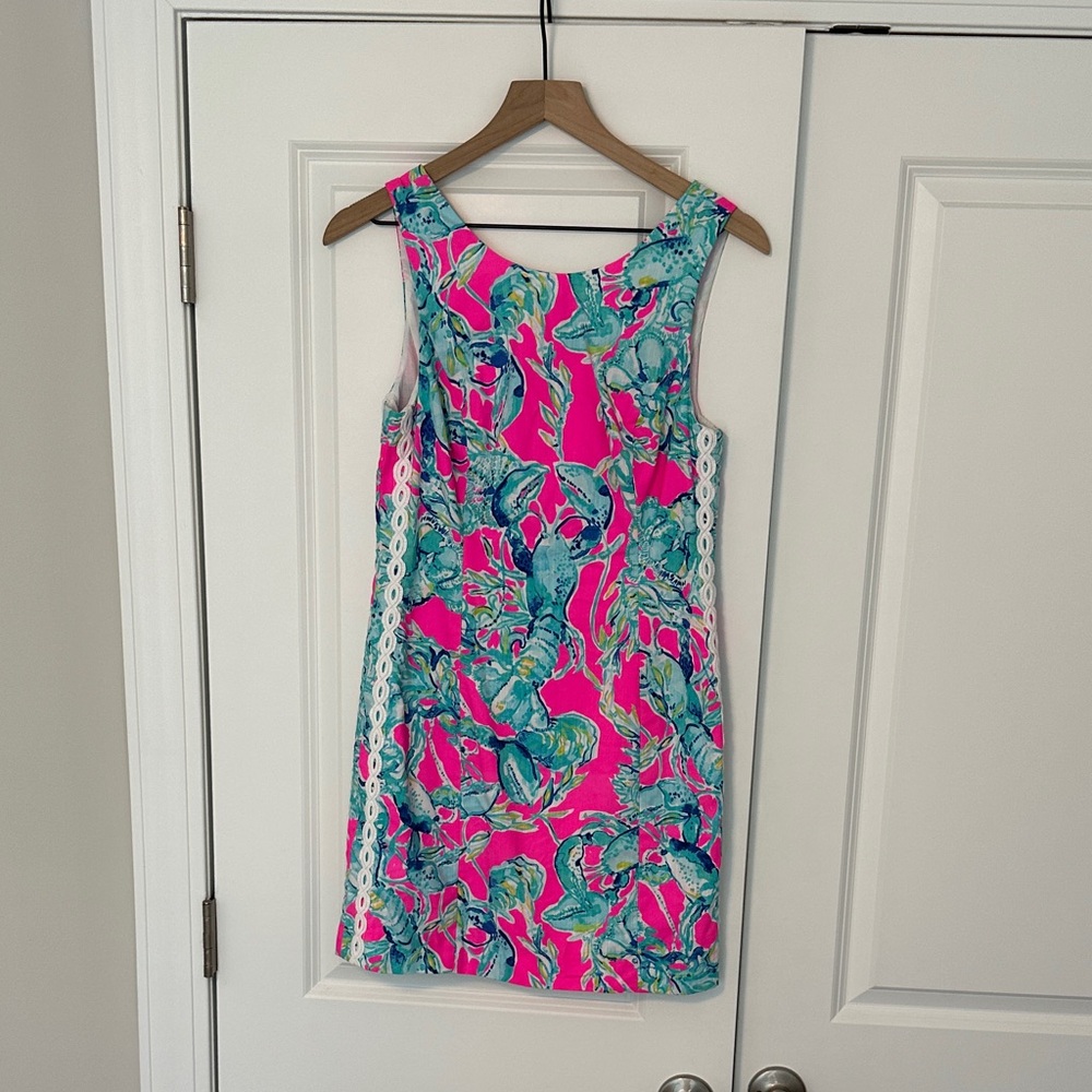 Lilly Pulitzer Lobster Pink and Blue Sleeveless Dress